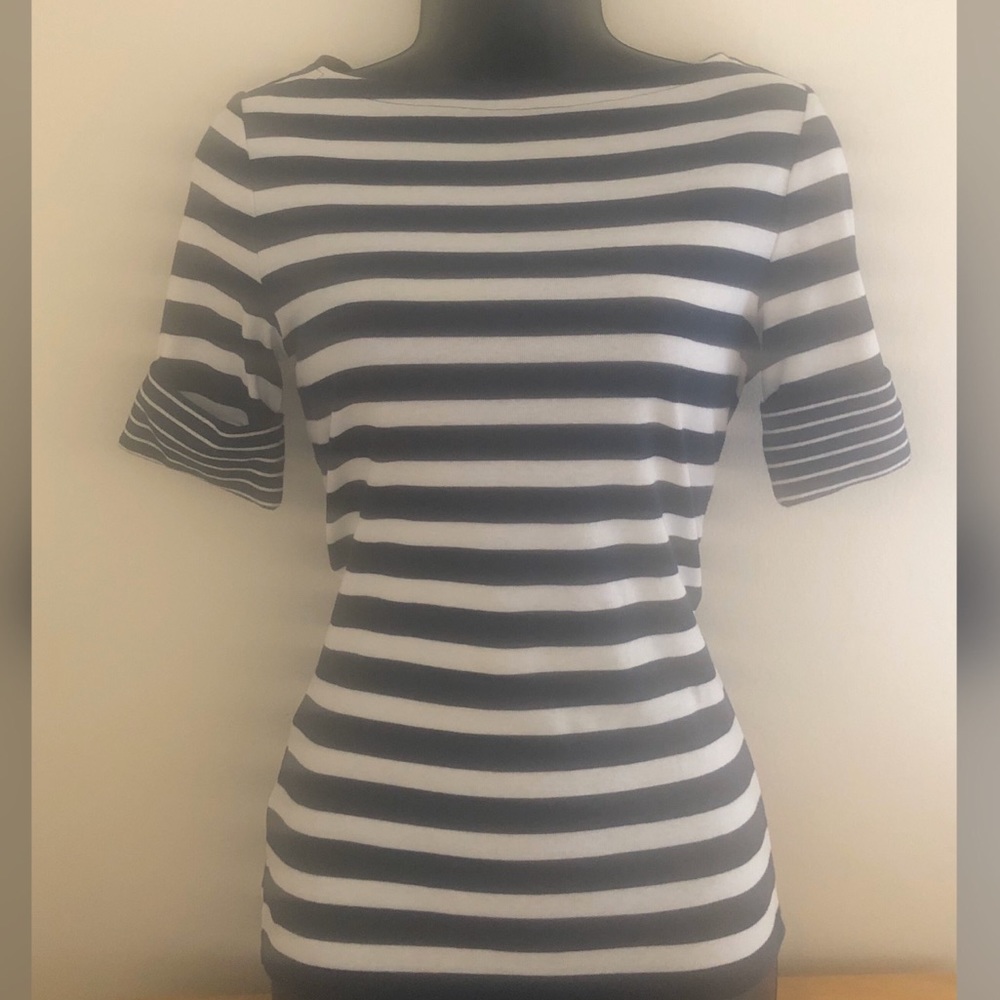 Lauren T-shirt size small blue and white striped